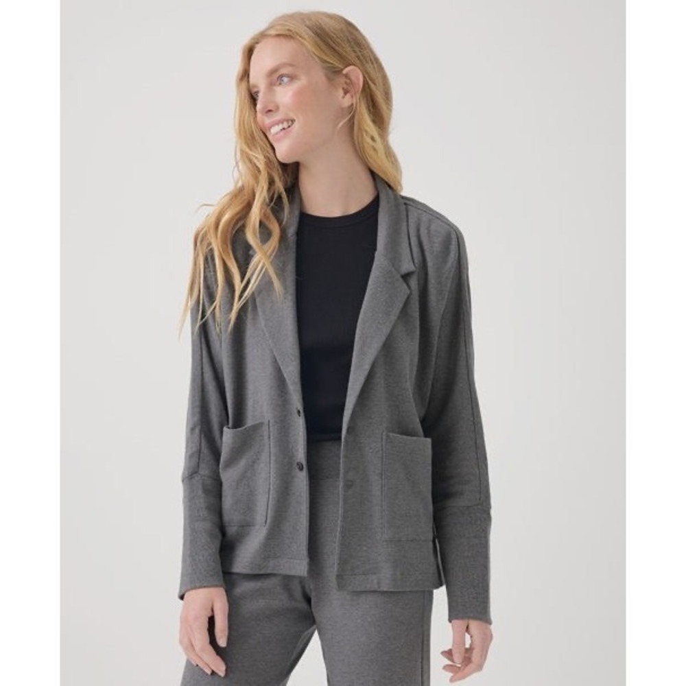 Pact Blazer Airplane Relaxed Button Front Gray XL